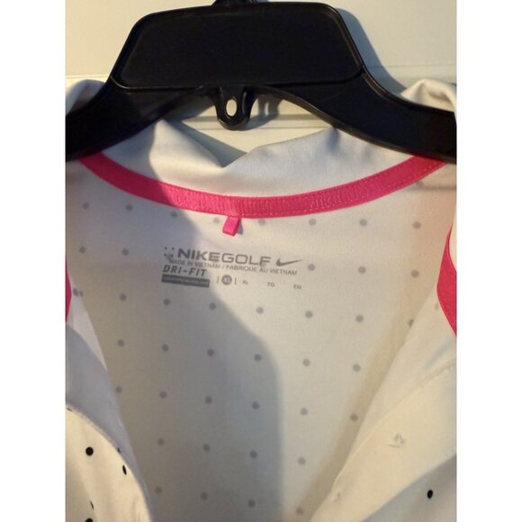 Nike Golf Dri-Fit Polka Dot Polo Lightweight White Black Pink Activewear… - Picture 2 of 7